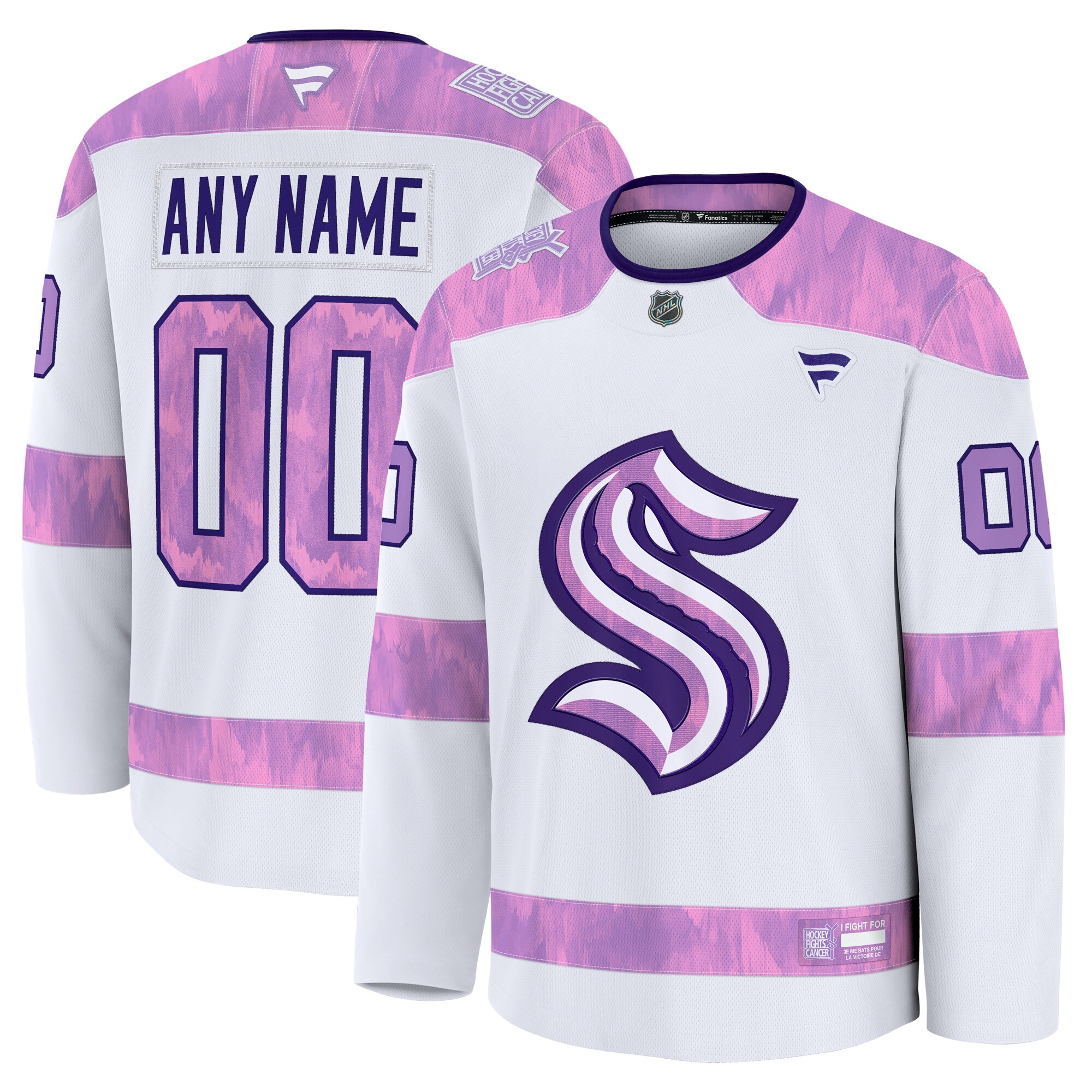 Seattle Kraken White 2024 Fights Cancer Custom Practice NHL Jersey Men's