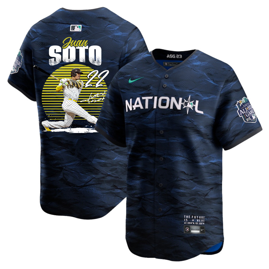 Juan Soto 22 San Diego Padres Signed Hit 2023 All Star Game Limited Player Royal MLB Jersey Men's
