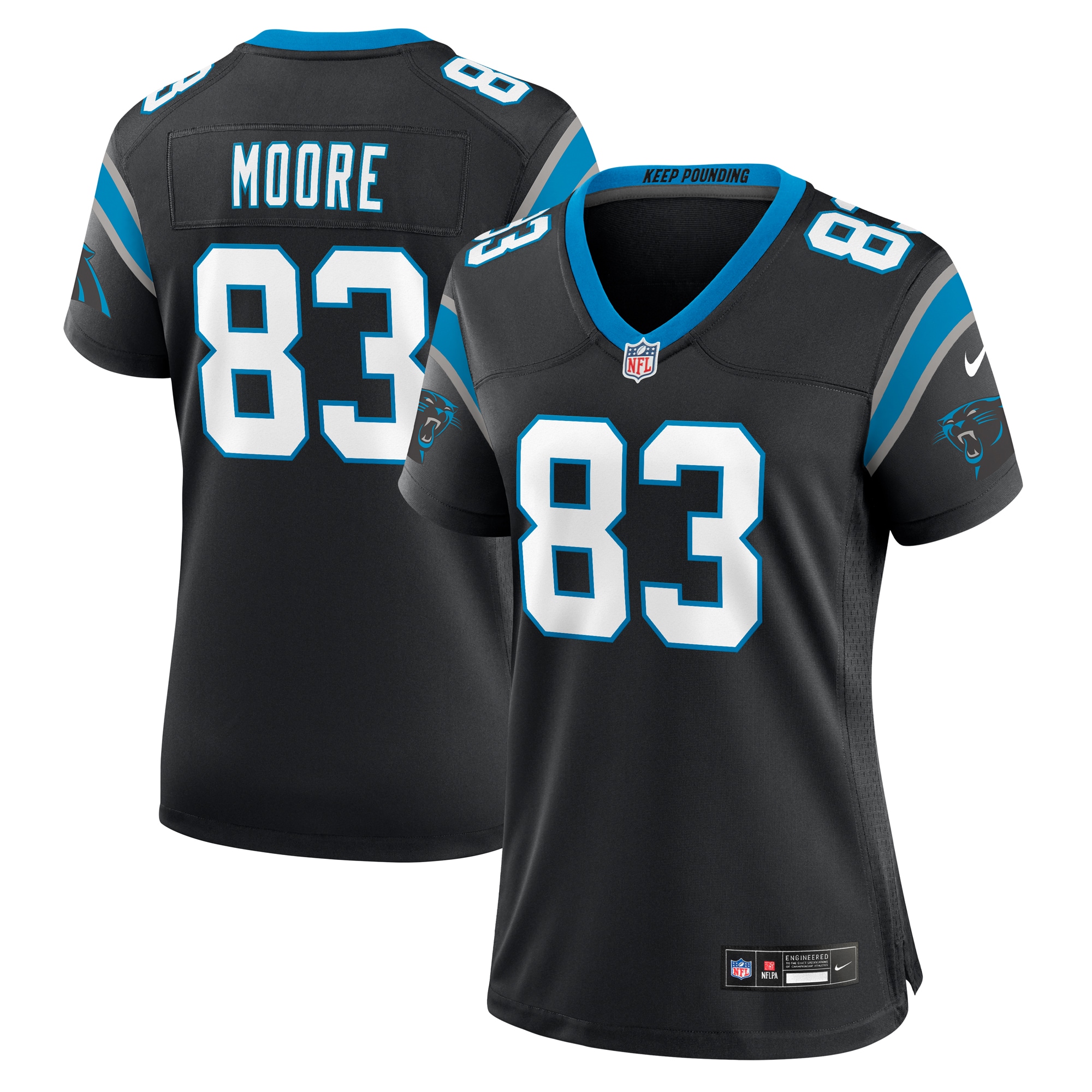 Carolina Panthers David Moore Black Game NFL Jersey Women's