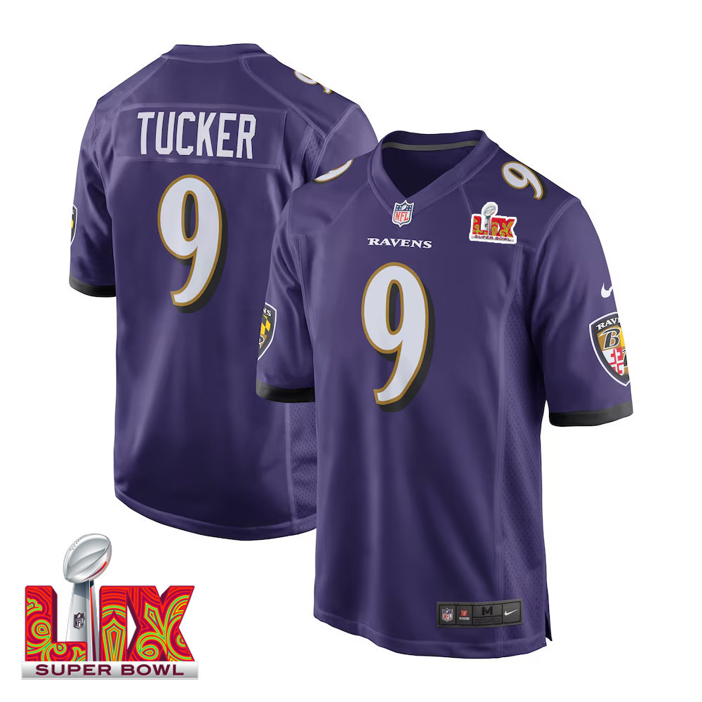 Justin Tucker #9 Baltimore Ravens Super Bowl LIX Purple NFL Jersey Men's