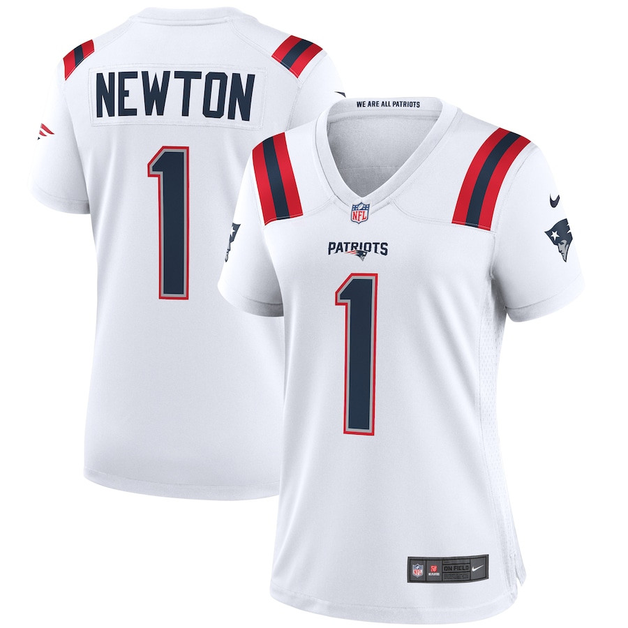 Cam Newton 1 New England Patriots Game White NFL Jersey Women's