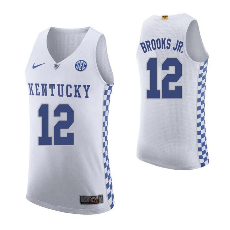12 Keion Brooks Jr Roa White Elite Kentucky Wildcats NCAA Jersey Men's