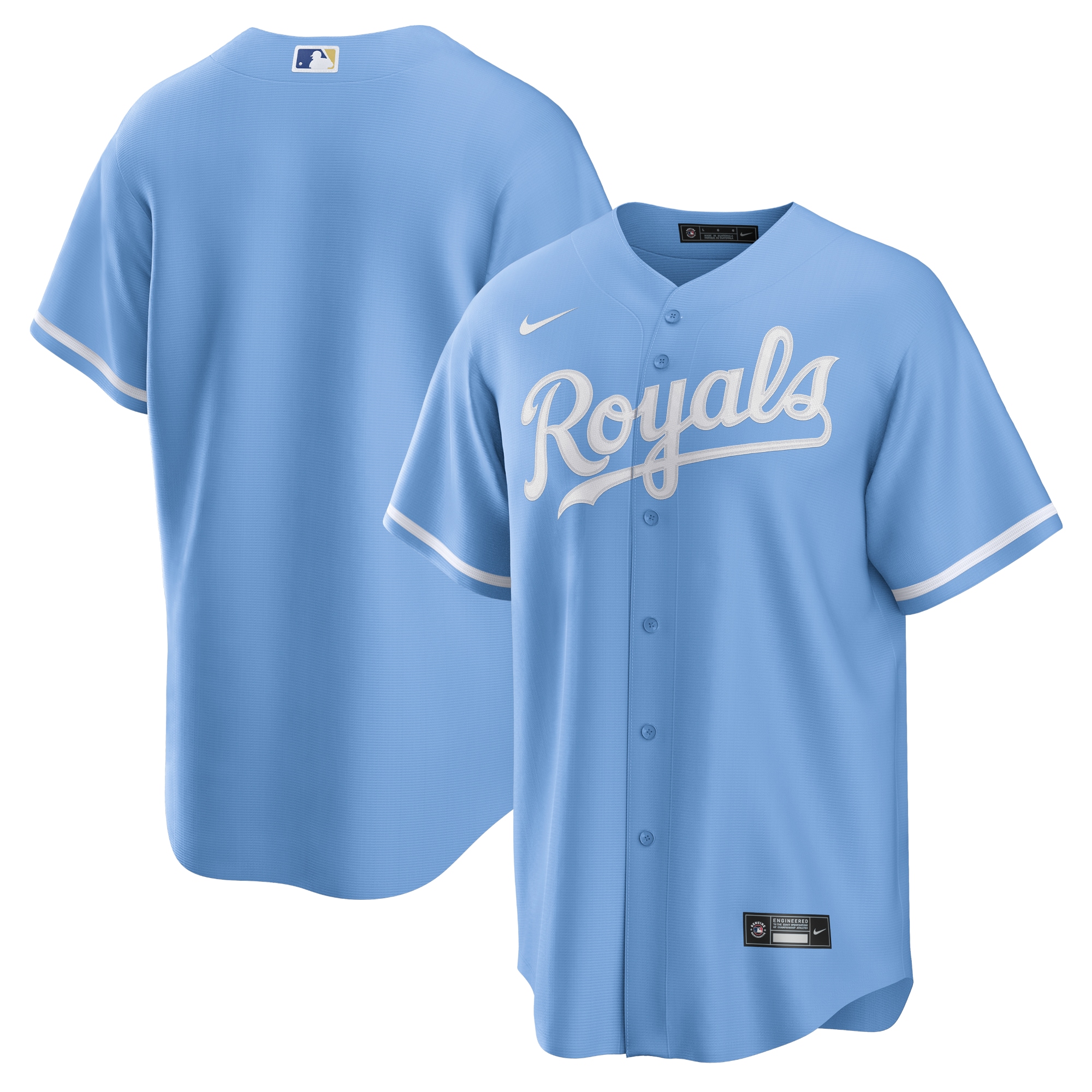 Kansas City Royals Light Blue Alternate Team Logo MLB Jersey Men's