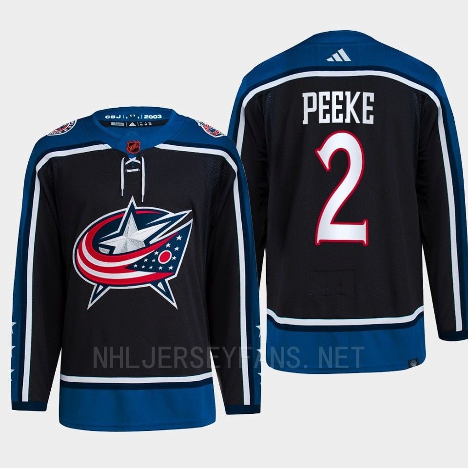 Andrew Peeke 2 Reverse Retro 2.0 2022 Columbus Blue Jackets Navy Primegreen NHL Jersey Men's