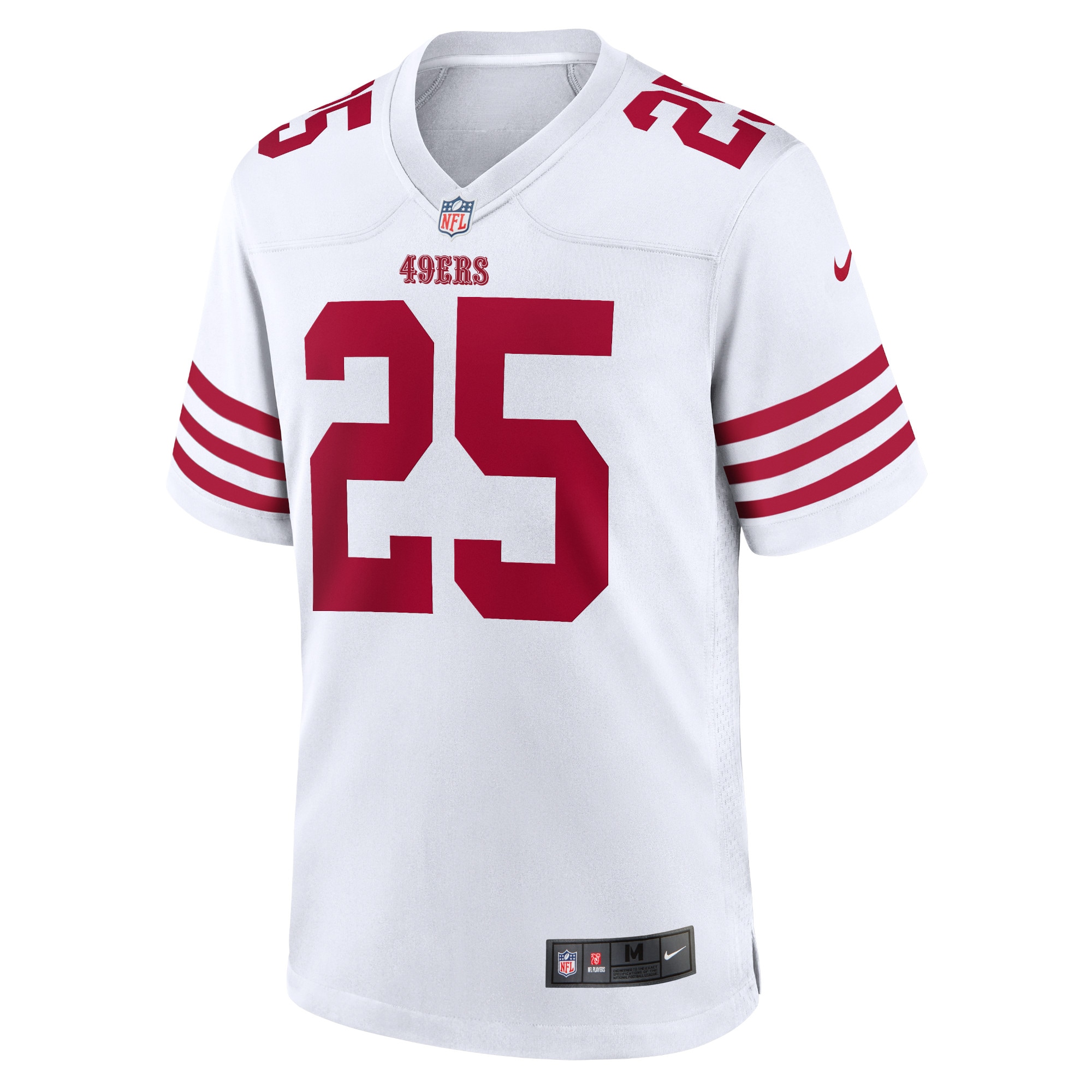San Francisco 49ers Elijah Mitchell White Player Game NFL Jersey Men's