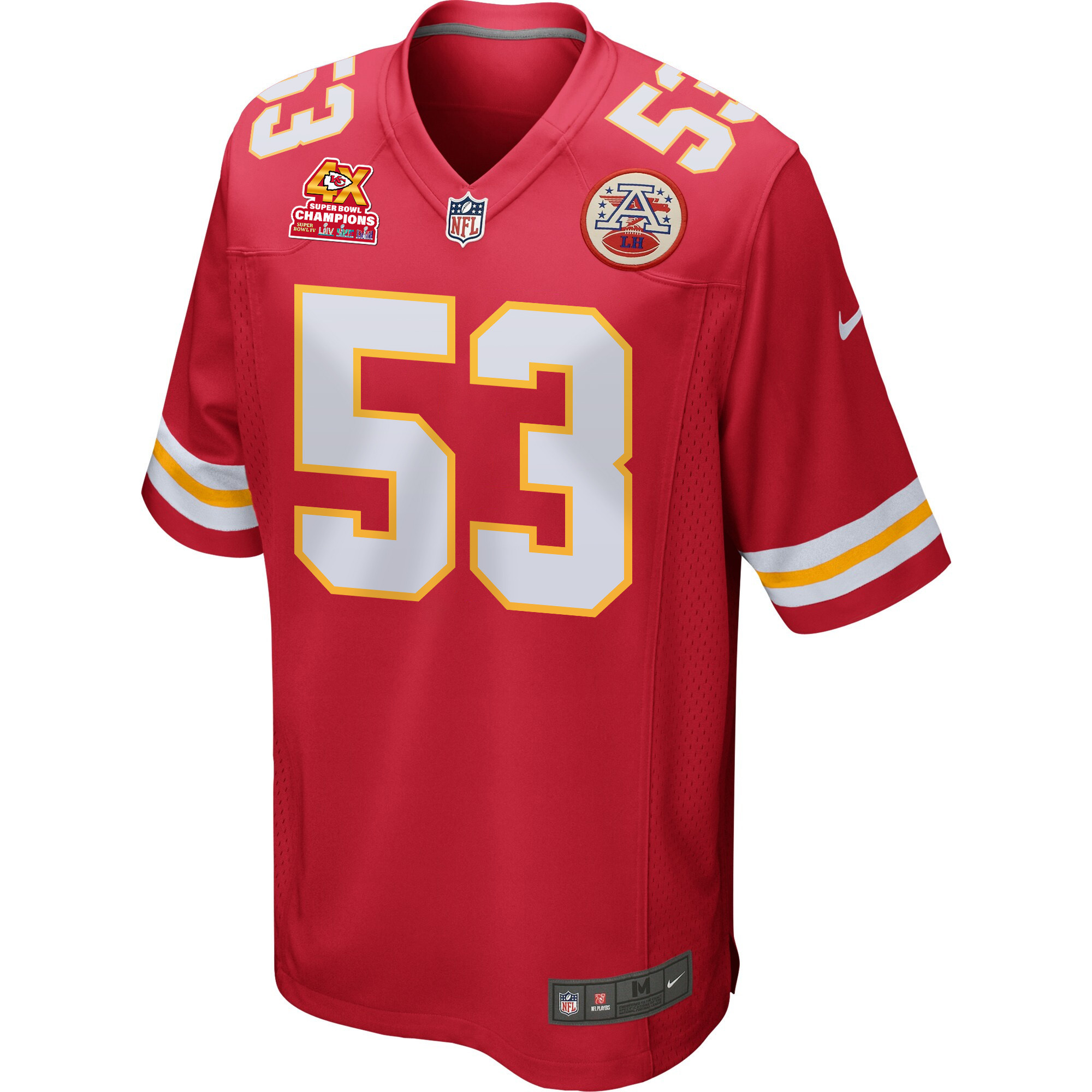 BJ Thompson 53 Kansas City Chiefs Super Bowl LVIII Champions 4X Game Red NFL Jersey Men's