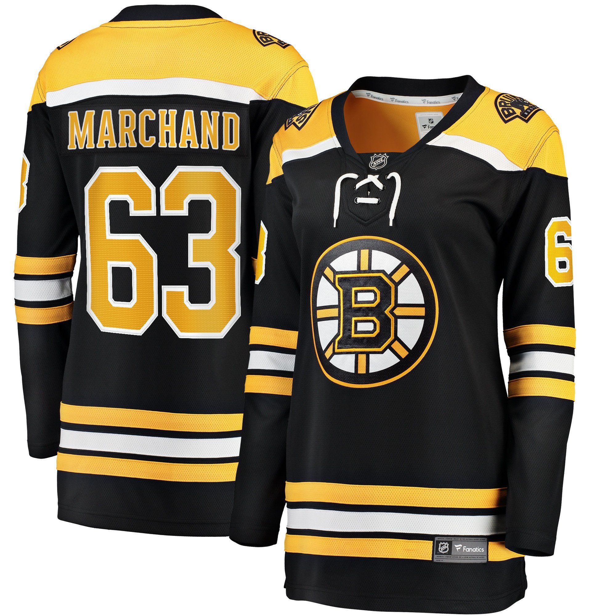 Brad Marchand 63 Boston Bruins Home Breakaway Women, Black NHL Jersey Women's
