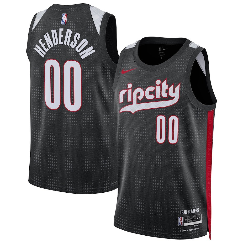 Scoot Henderson 00 Portland Trail Blazers Unisex 2024/25 Swingman Player City Edition Black NBA Jersey Unisex