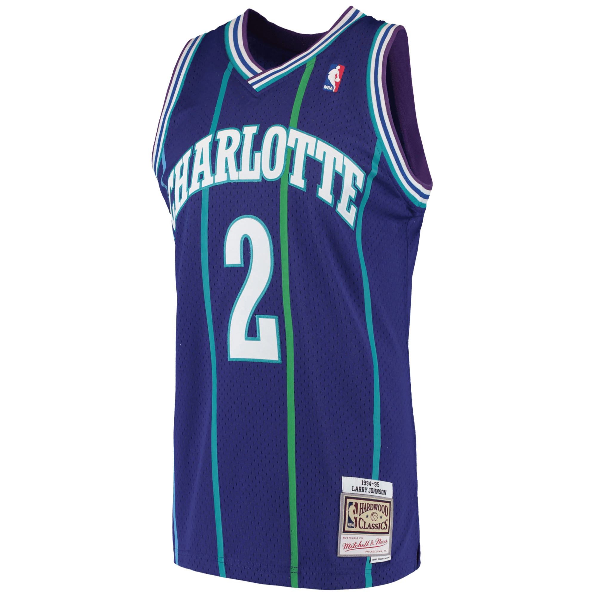 Larry Johnson Charlotte Hornets Mitchell Ness 1992-93 Hardwood Classics Swingman Purple NBA Jersey Men's