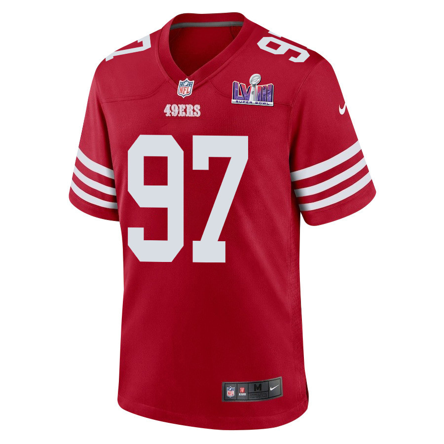 Nick Bosa 97 San Francisco 49ers Super Bowl LVIII Patch Game Scarlet NFL Jersey Men's