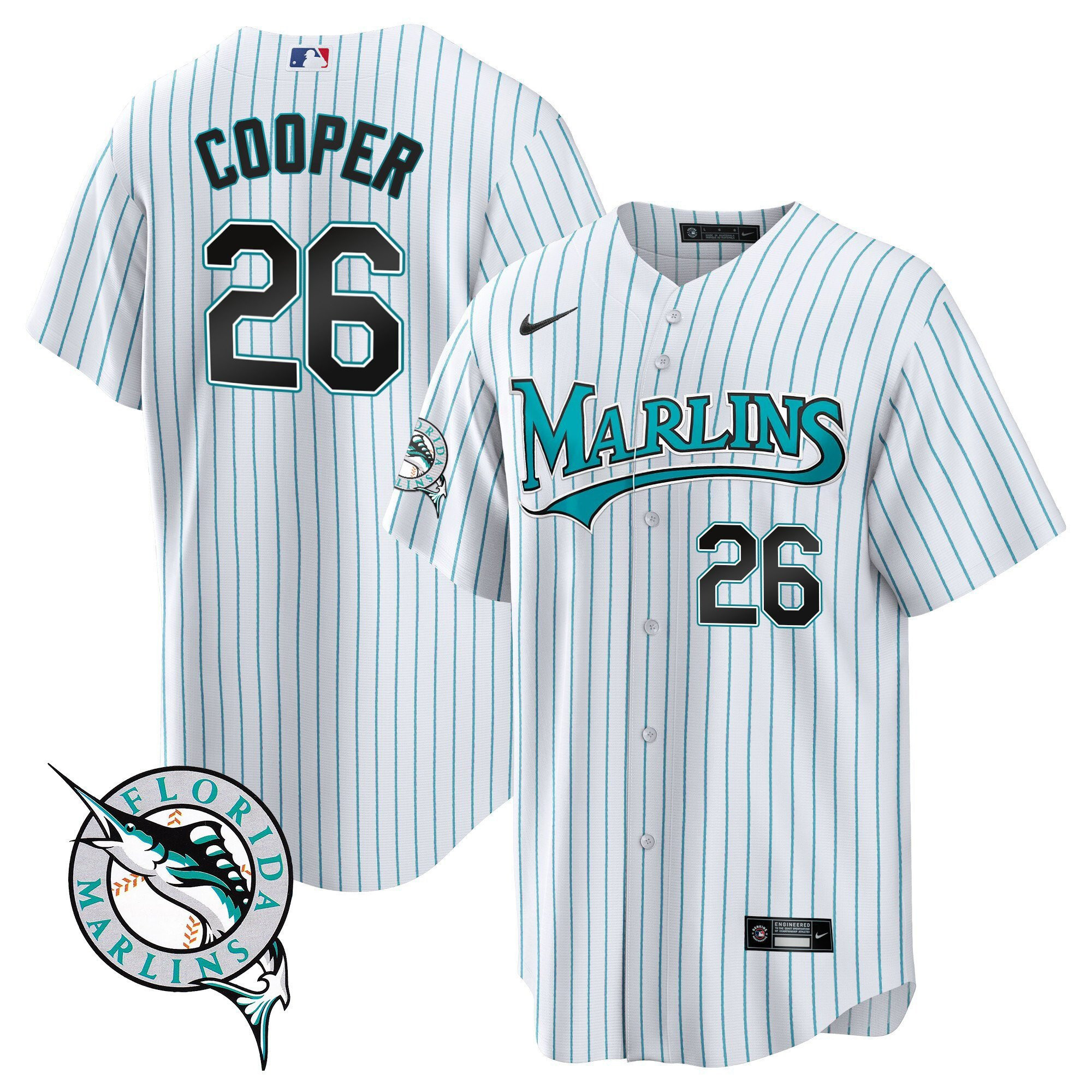 Garrett Cooper 26 Miami Marlins Throwback White MLB Jersey Men's