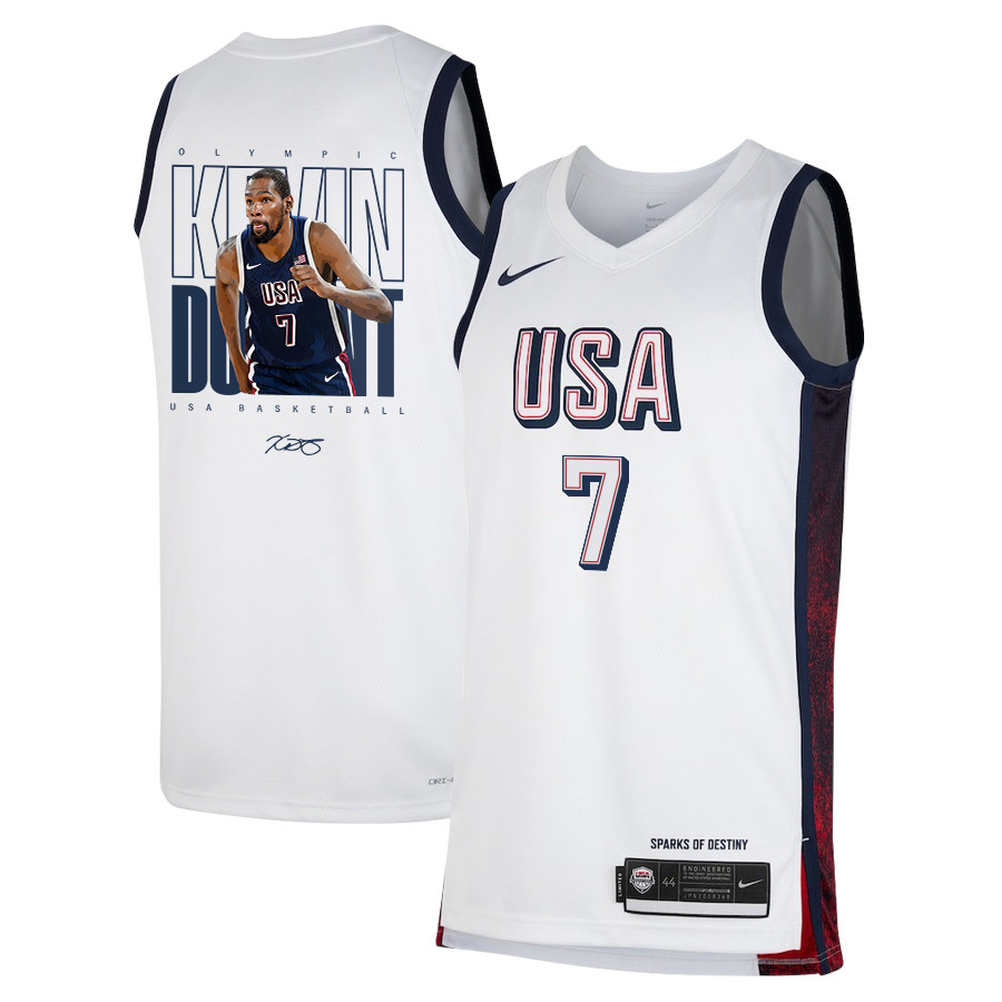 Kevin Durant 7 KD USA Unisex 2024 Swingman Player White NBA Jersey Unisex