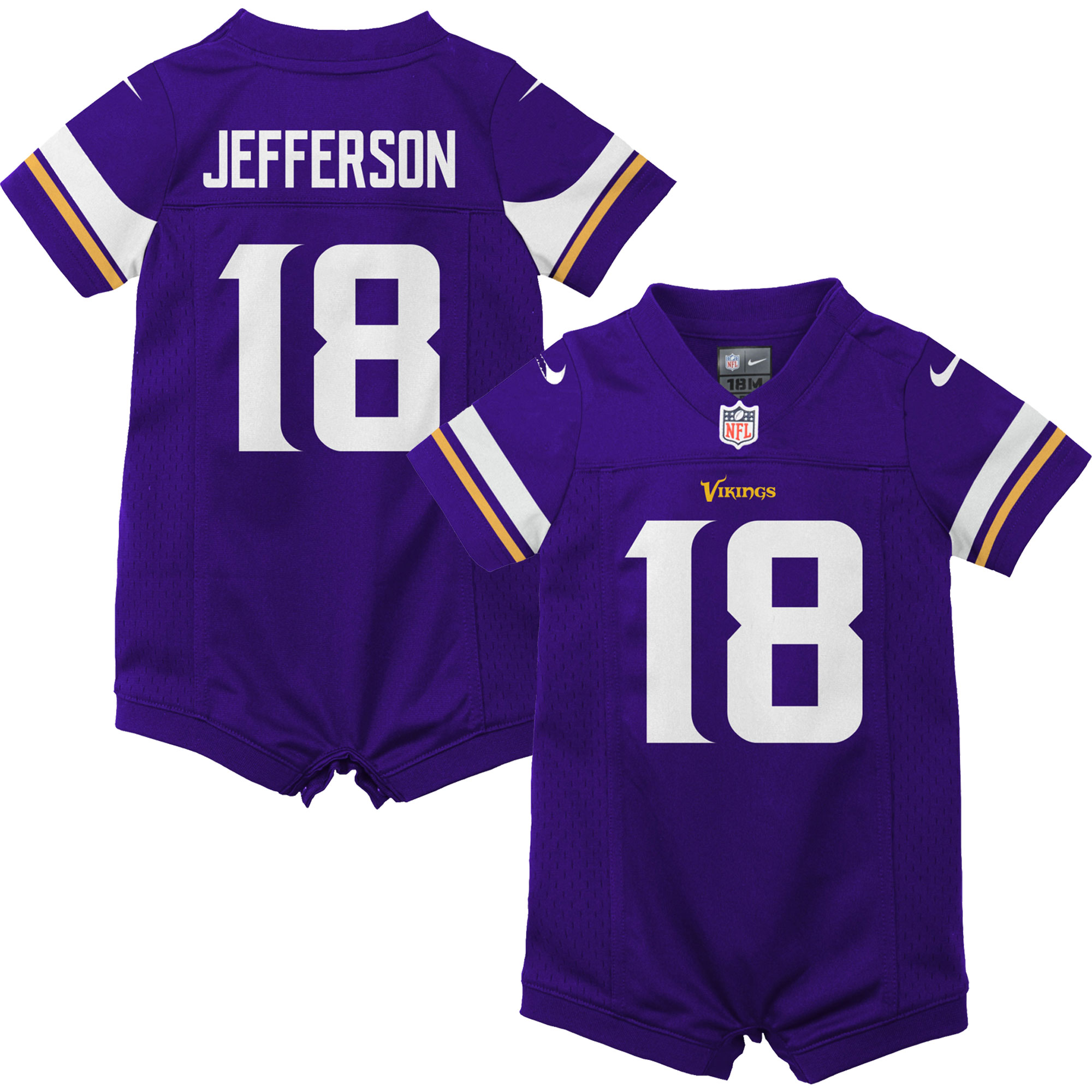 Newborn Infant Minnesota Vikings Justin Jefferson Purple Game Romper NFL Jersey Men's