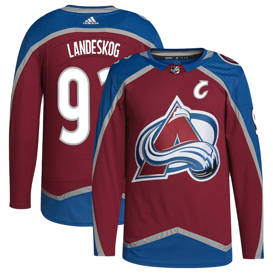 Gabriel Landeskog 92 Colorado Avalanche Primegreen Burgundy NHL Jersey Men's