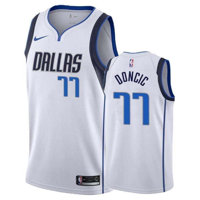 Dallas Mavericks Luka Doncic 77 Associatio White NBA Jersey Men's