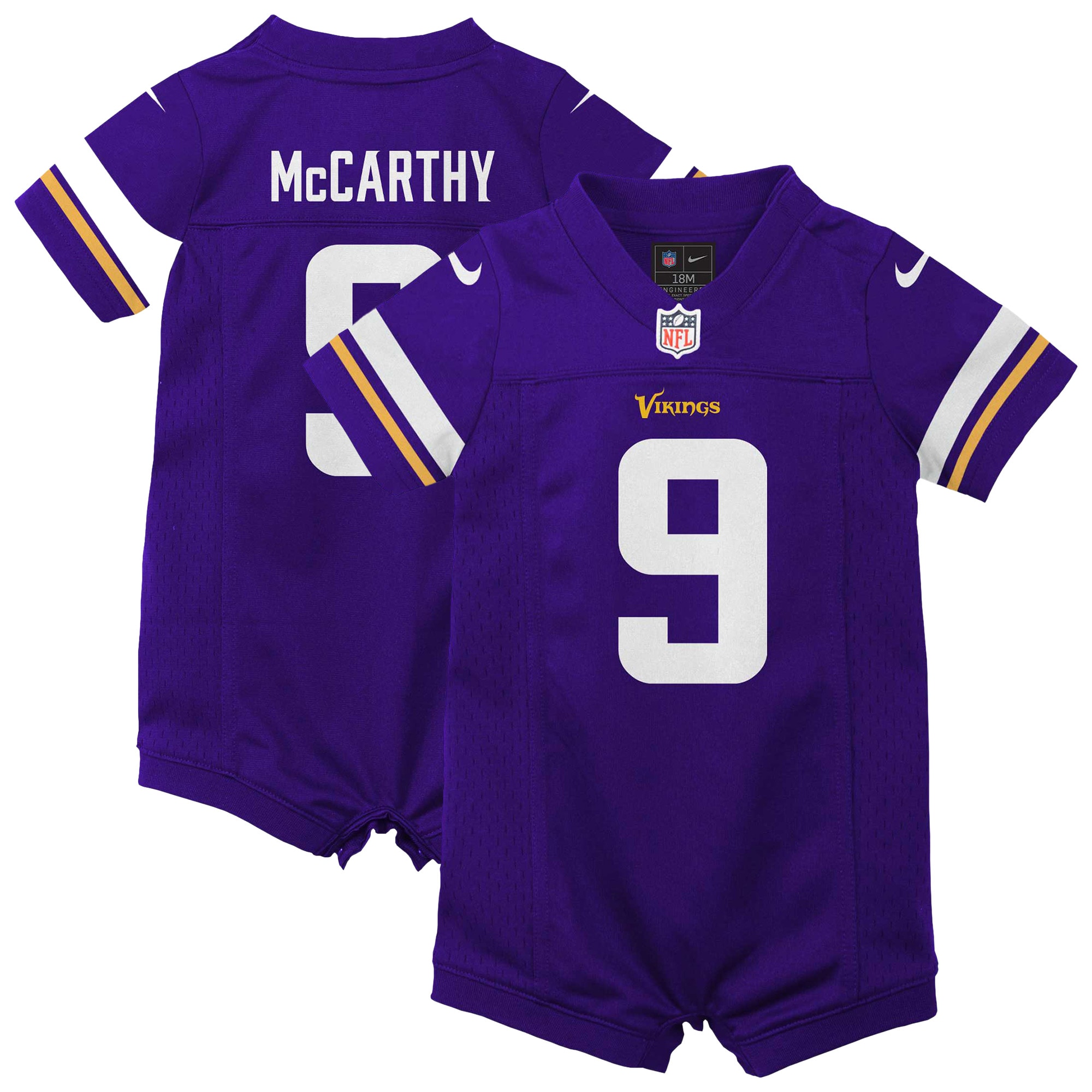 Newborn Infant Minnesota Vikings J.J. McCarthy Purple Romper Game NFL Jersey Men's