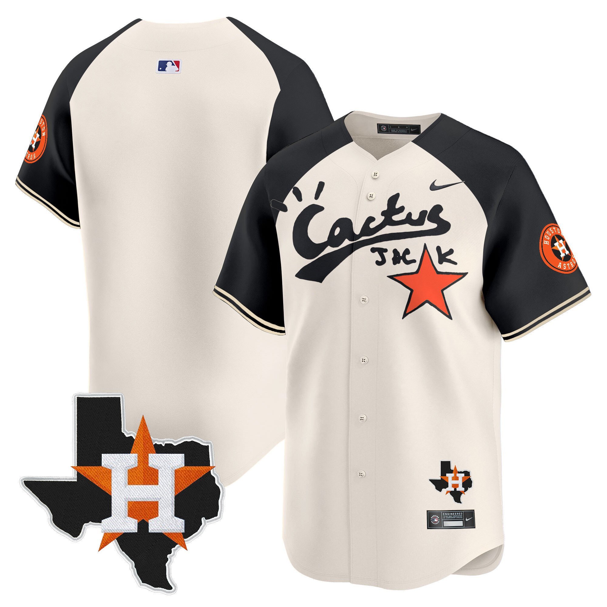 Alex Bregman 2 Houston Astros Cactus Jack Houston Patch Limited Cream Alternate MLB Jersey Men's