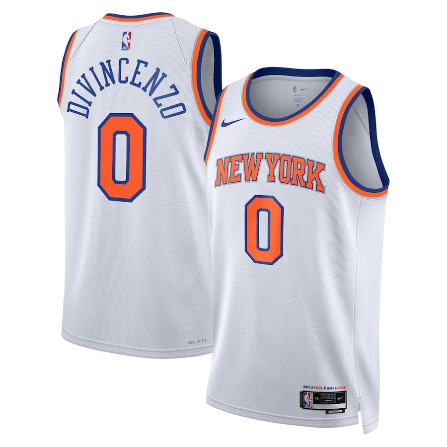 Donte DiVincenzo 0 New York Knicks Unisex Swingman Association Editio White NBA Jersey Unisex