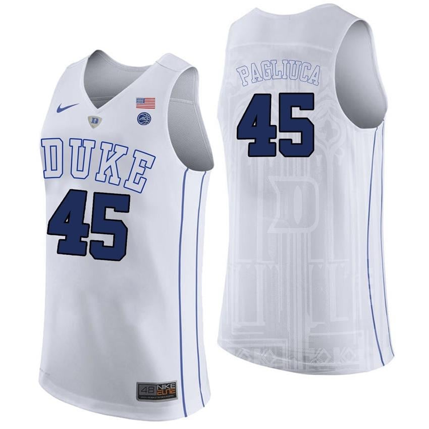 Duke Blue Devils 45 Nick Pagliuc White College Player Performance NCAA Jersey Men's