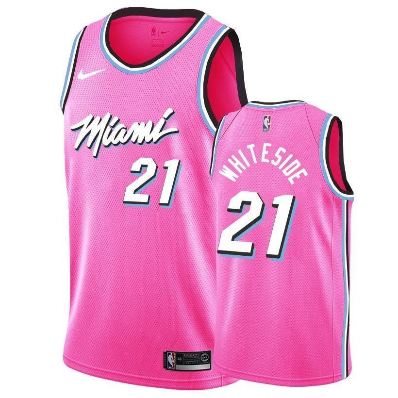 Miami Heat Hassa Whiteside 21 Earned Edition Pink NBA Jersey Men's