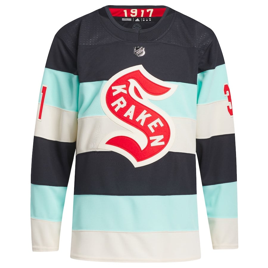 Philipp Grubauer 31 Seattle Kraken 2024 Winter Classic Primegreen Deep Sea Blue NHL Jersey Men's