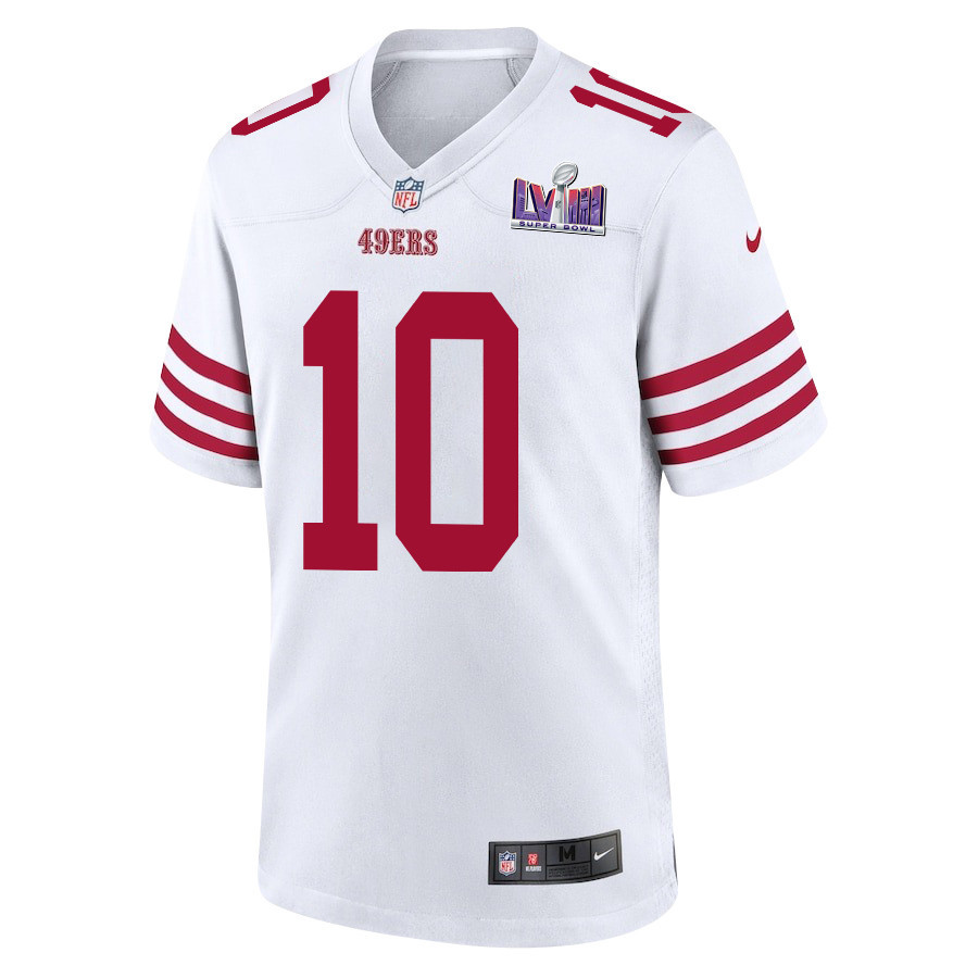 Ronnie Bell 10 San Francisco 49ers Super Bowl LVIII Patch Game White NFL Jersey Men's