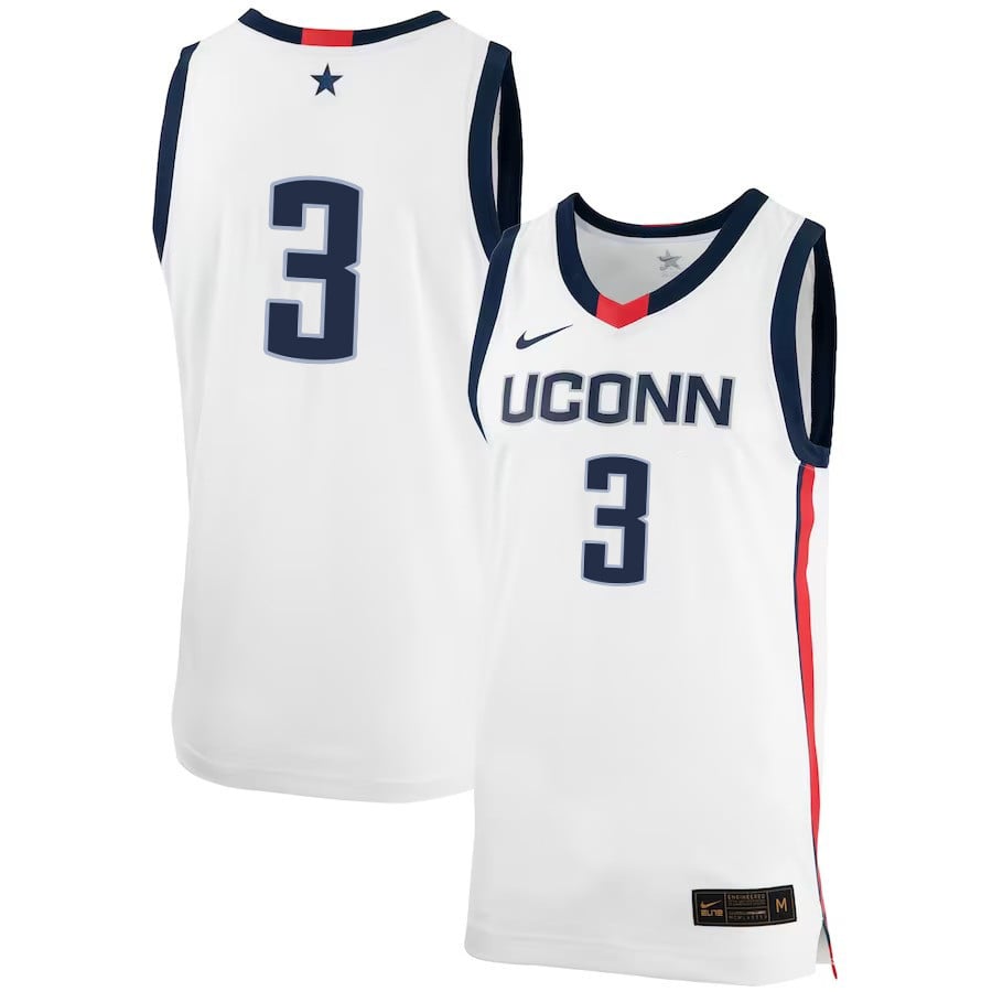 Joey Calcaterra 3 UConn Huskies Me White NCAA Jersey Men's