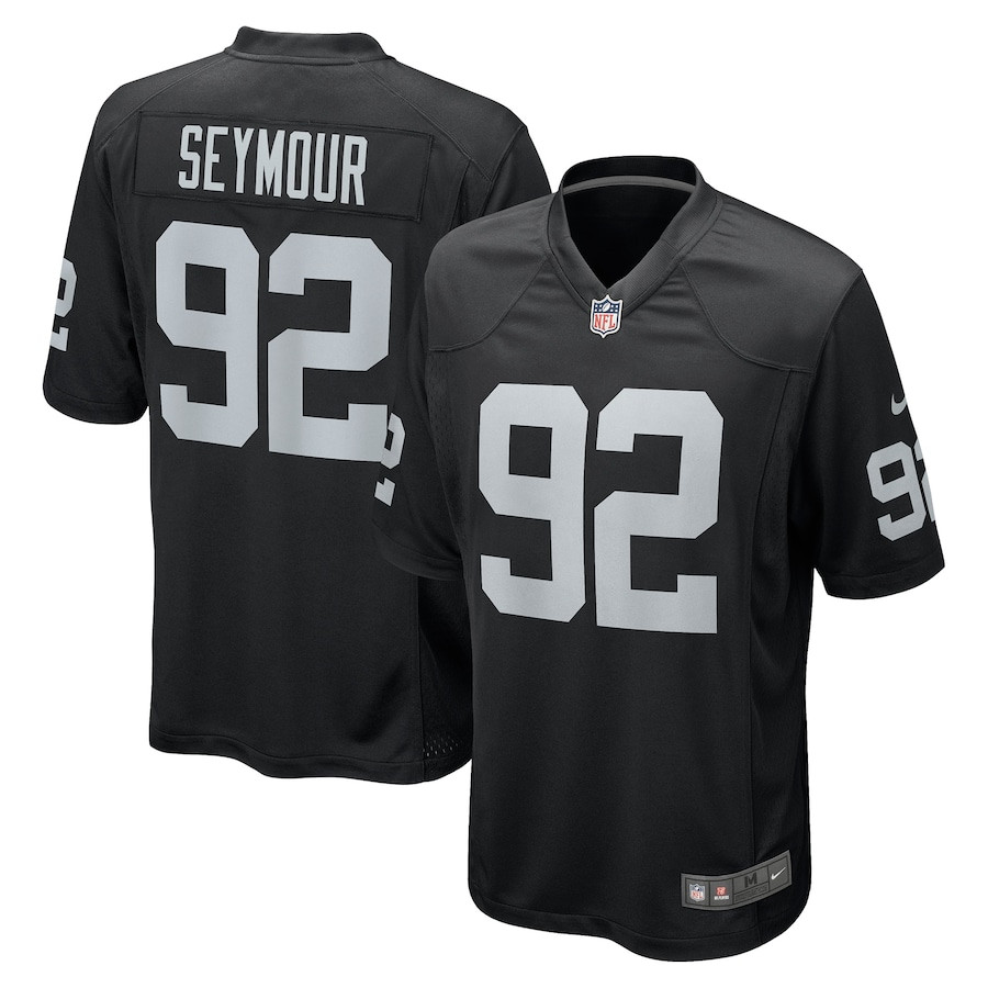 Richard Seymour 92 Las Vegas Raiders Retired Game Black NFL Jersey Men's