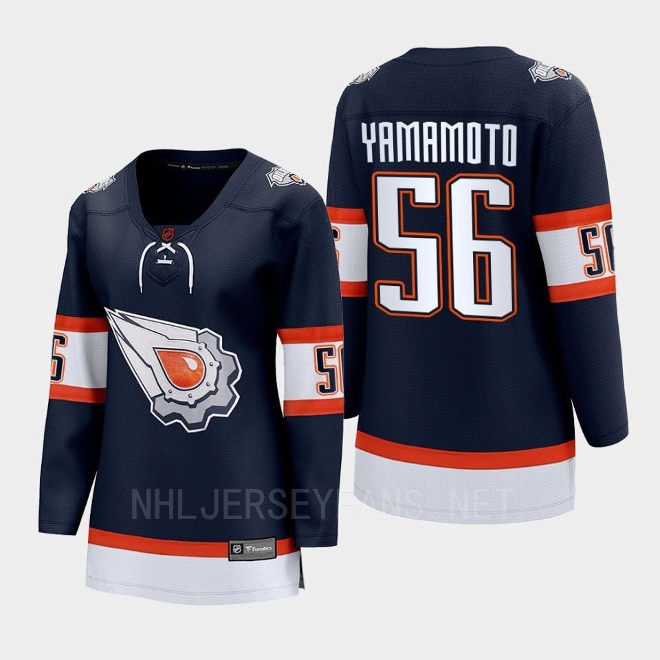 Kailer Yamamoto56 Edmonton Oilers 2022 Special Edition 2.0 Breakaway Player Retro Navy NHL Jersey Women's