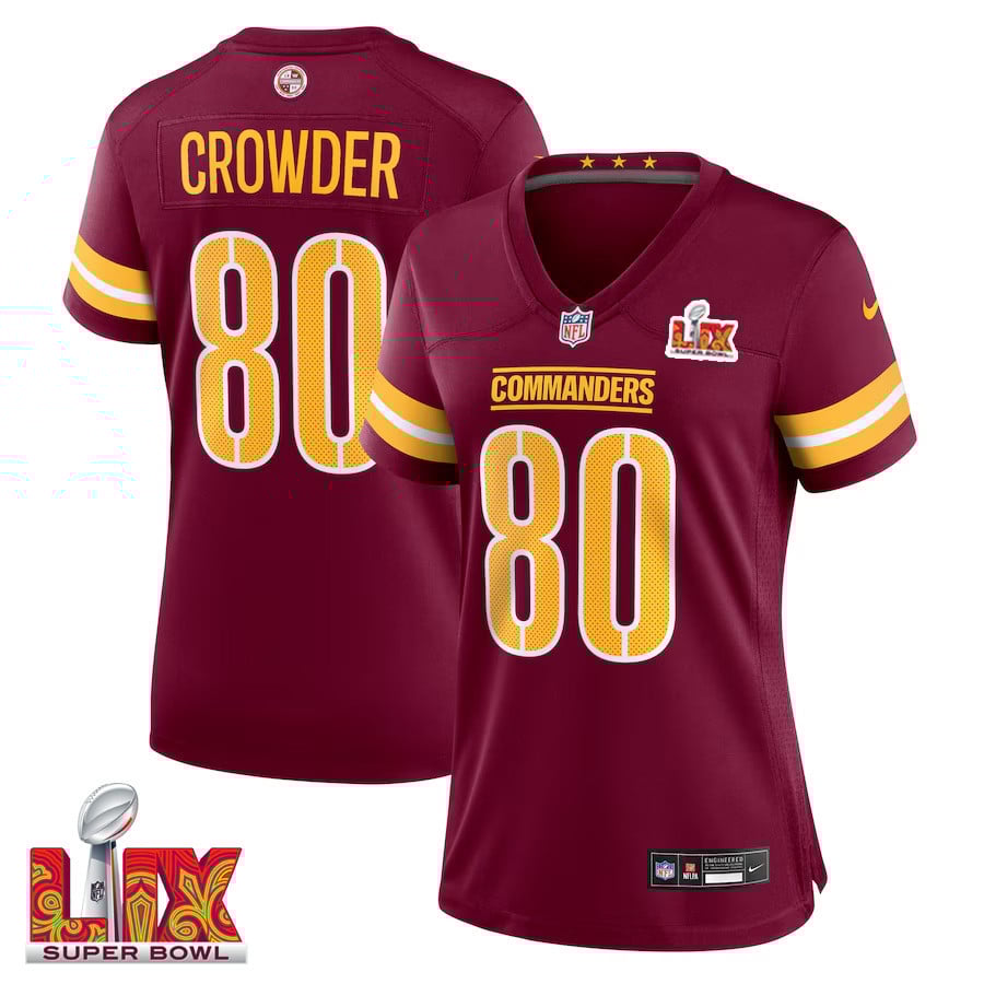 Jamison Crowder #80 Washington Commanders Super Bowl LIX Burgundy NFL Jersey Women's