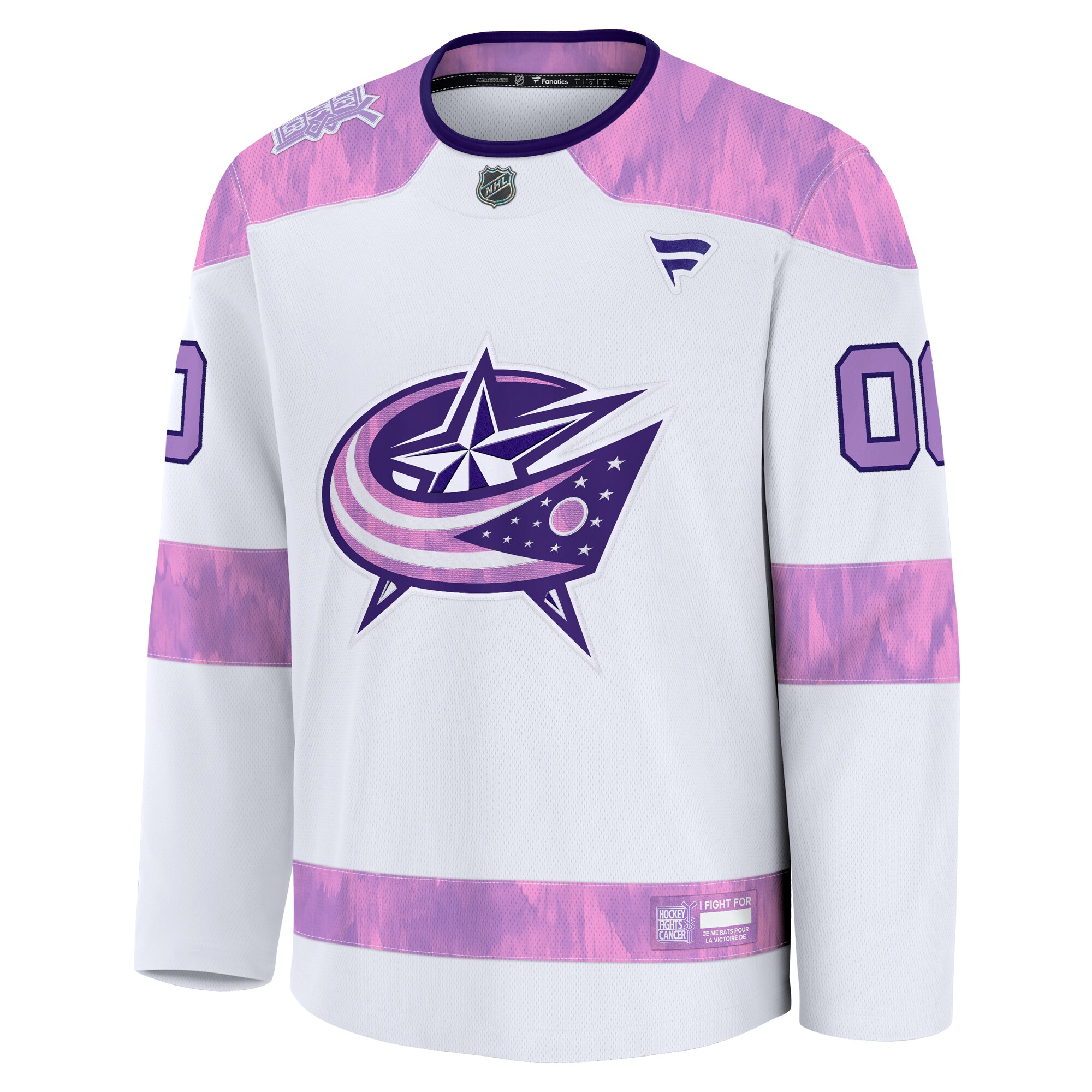 Columbus Blue Jackets White 2024 Fights Cancer Custom Practice NHL Jersey Men's