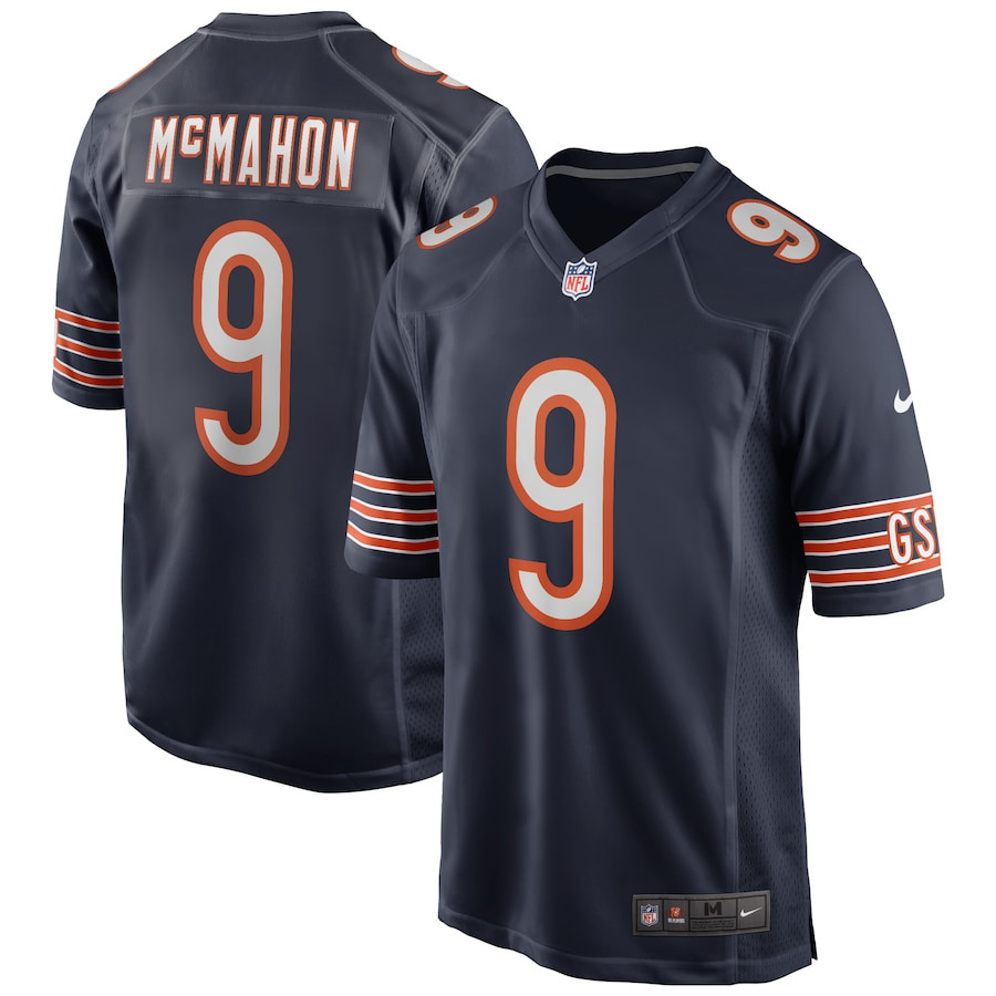 Jim McMahon 9 Chicago Bears Game Retired Navy NFL Jersey Men's