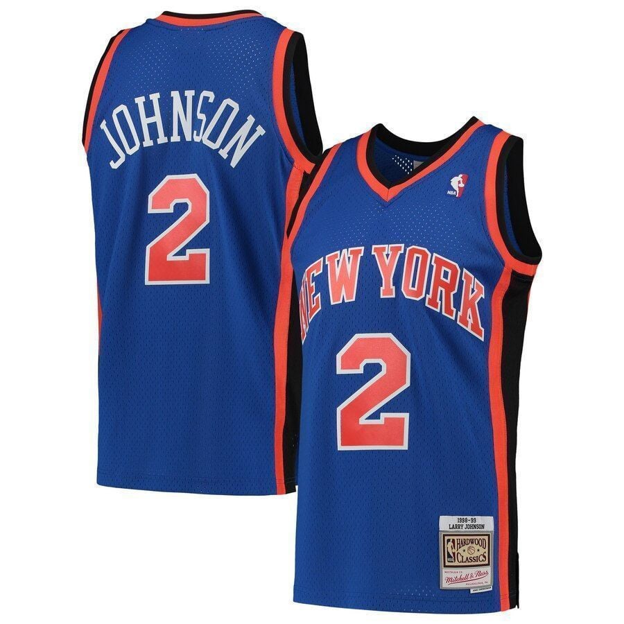 Larry Johnson New York Knicks Mitchell Ness Hardwood Classics 1998-99 Swingman Blue NBA Jersey Men's