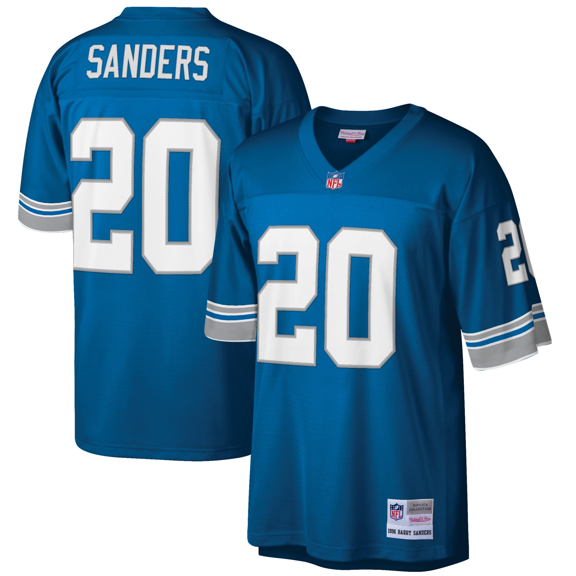 Detroit Lions Barry Sanders Mitchell Ness Blue Big Tall 1996 Retired Player NFL Jersey Men's