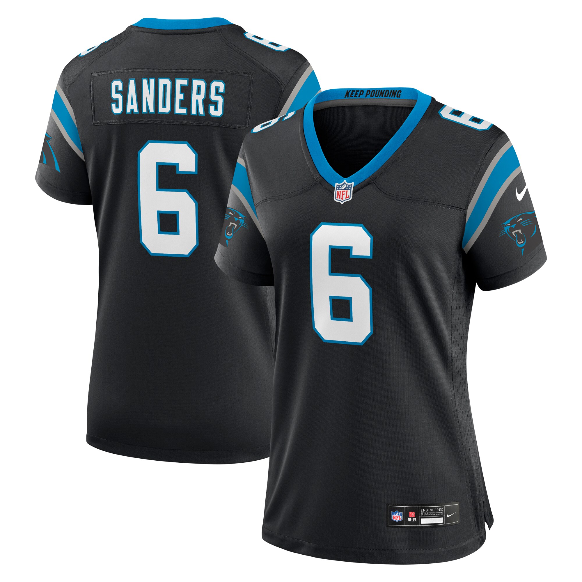 Carolina Panthers Miles Sanders Black Team Game NFL Jersey Women's