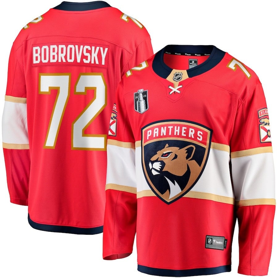Sergei Bobrovsky 72 Florida Panthers 2023 Stanley Cup Final Home Breakaway Player Red NHL Jersey Men's