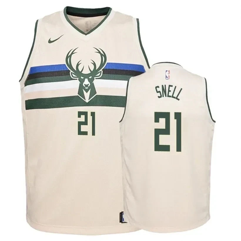 Bucks Tony Snell 21 City Cream NBA Jersey Youth