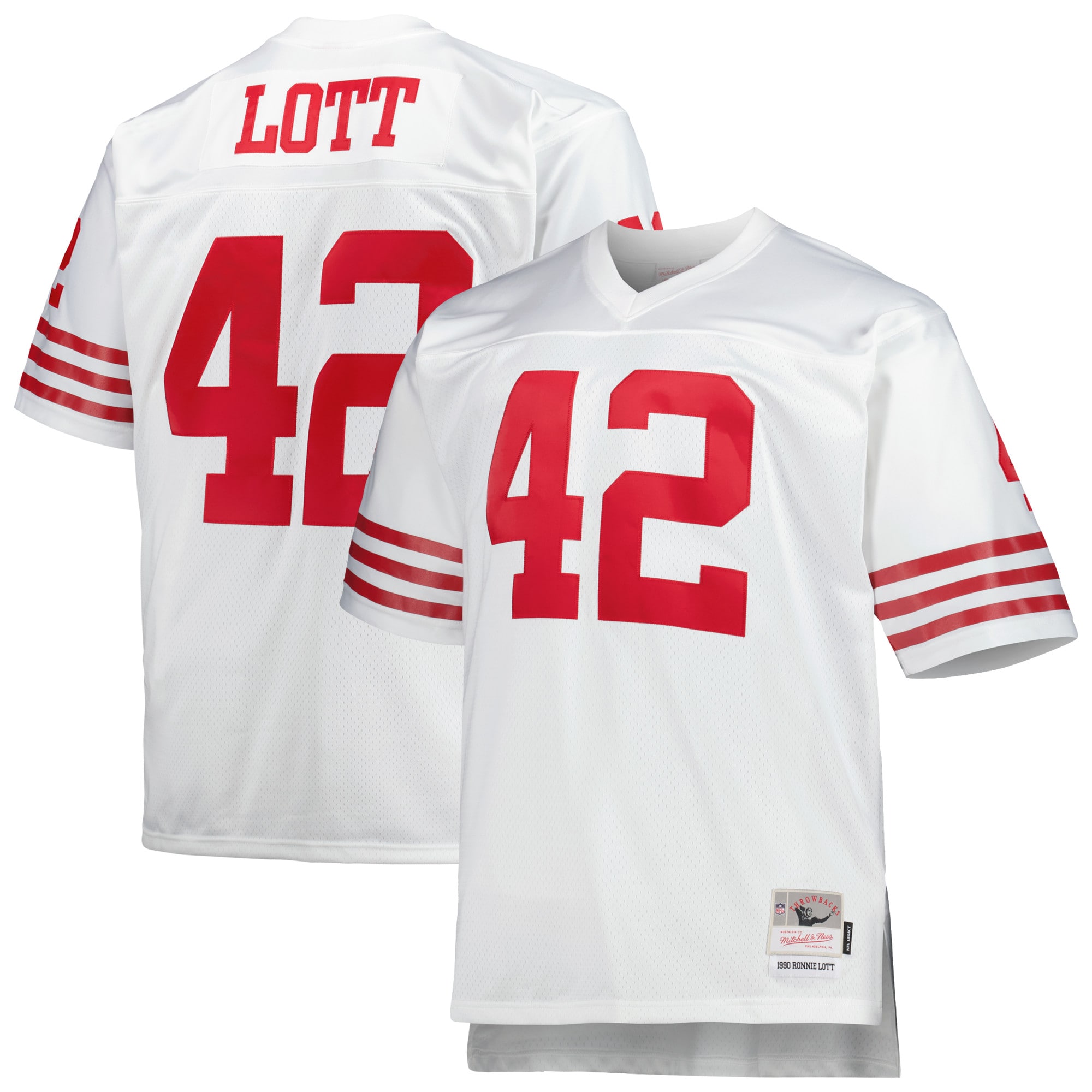 San Francisco 49ers Ronnie Lott Mitchell Ness White Big Tall 1990 Retired Player NFL Jersey Men's