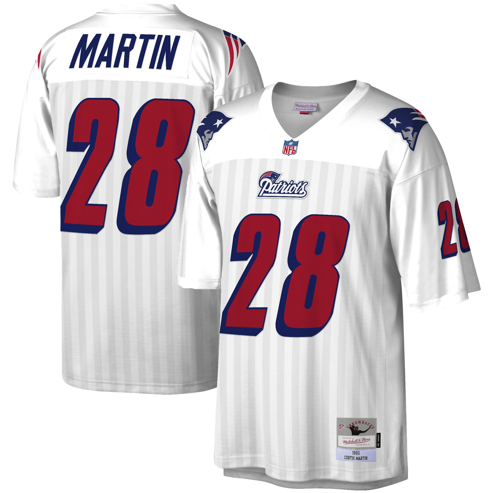 New England Patriots Curtis Martin Mitchell Ness White Legacy NFL Jersey Men's