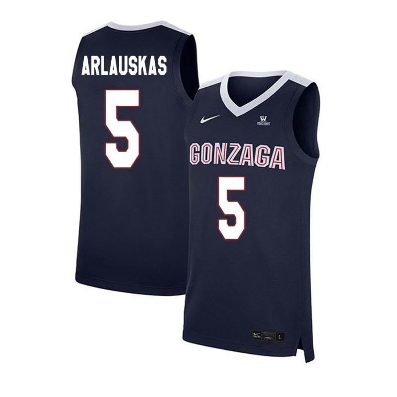 5 Martynas Arlauskas Navy Elite Gonzaga Bulldogs NCAA Jersey Men's