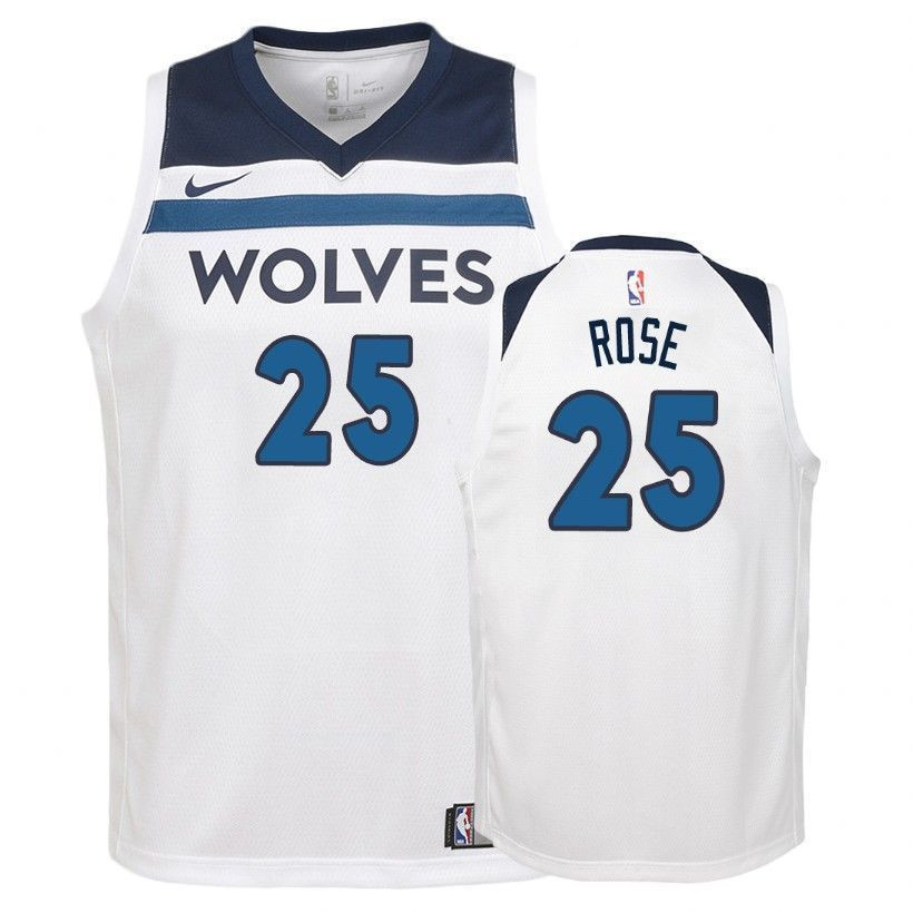 Minnesota Timberwolves Derrick Rose 25 Associatio White NBA Jersey Youth