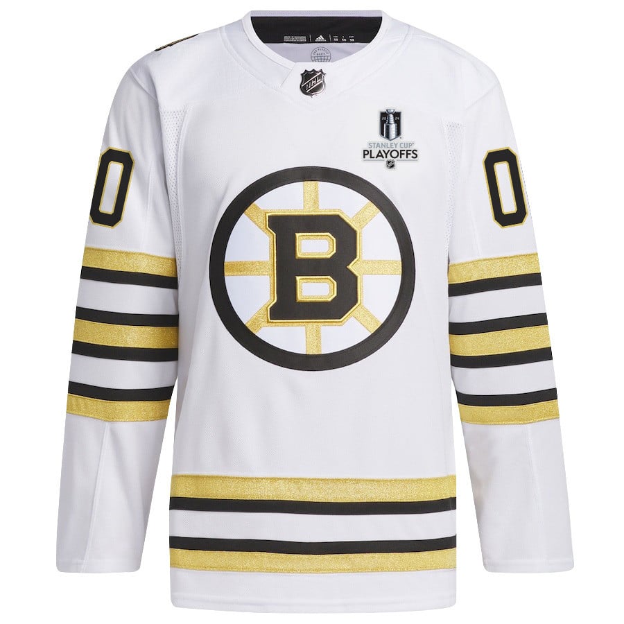 Boston Bruins 2024 Playoffs Patch Aaway Custom White NHL Jersey Men's