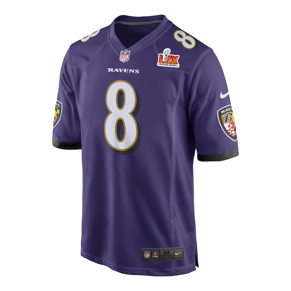 Lamar Jackson #8 Baltimore Ravens Super Bowl LIX Purple NFL Jersey Men's
