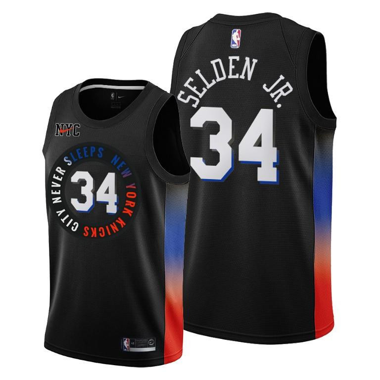 Wayne Selden Jr. New York Knicks Black City Edition 34 NBA Jersey Men's