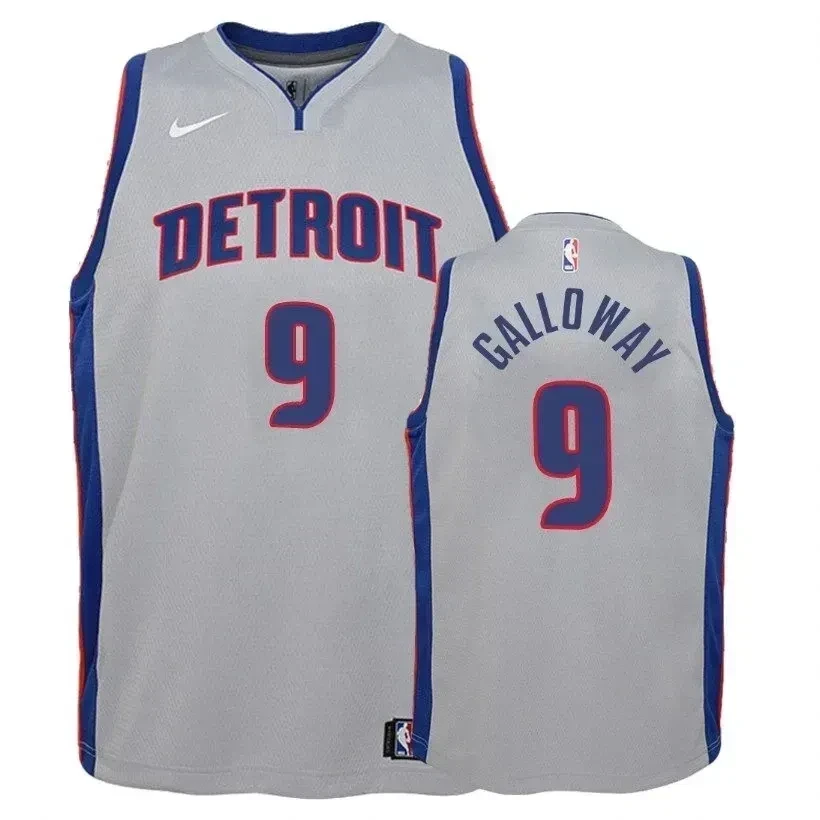 Detroit Pistons Langston Galloway 9 Statet Gray NBA Jersey Youth