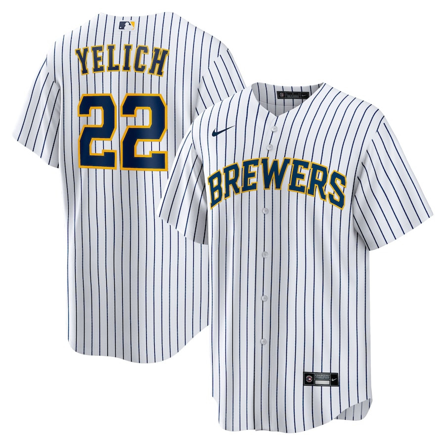 Christian Yelich 22 Milwaukee Brewers Alternate Player White MLB Jersey Men's