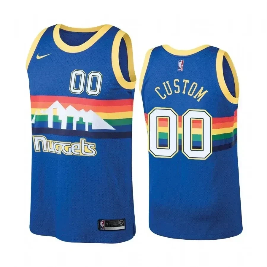 Denver Nuggets 00 Custom Hardwood Classics Blue NBA Jersey Men's
