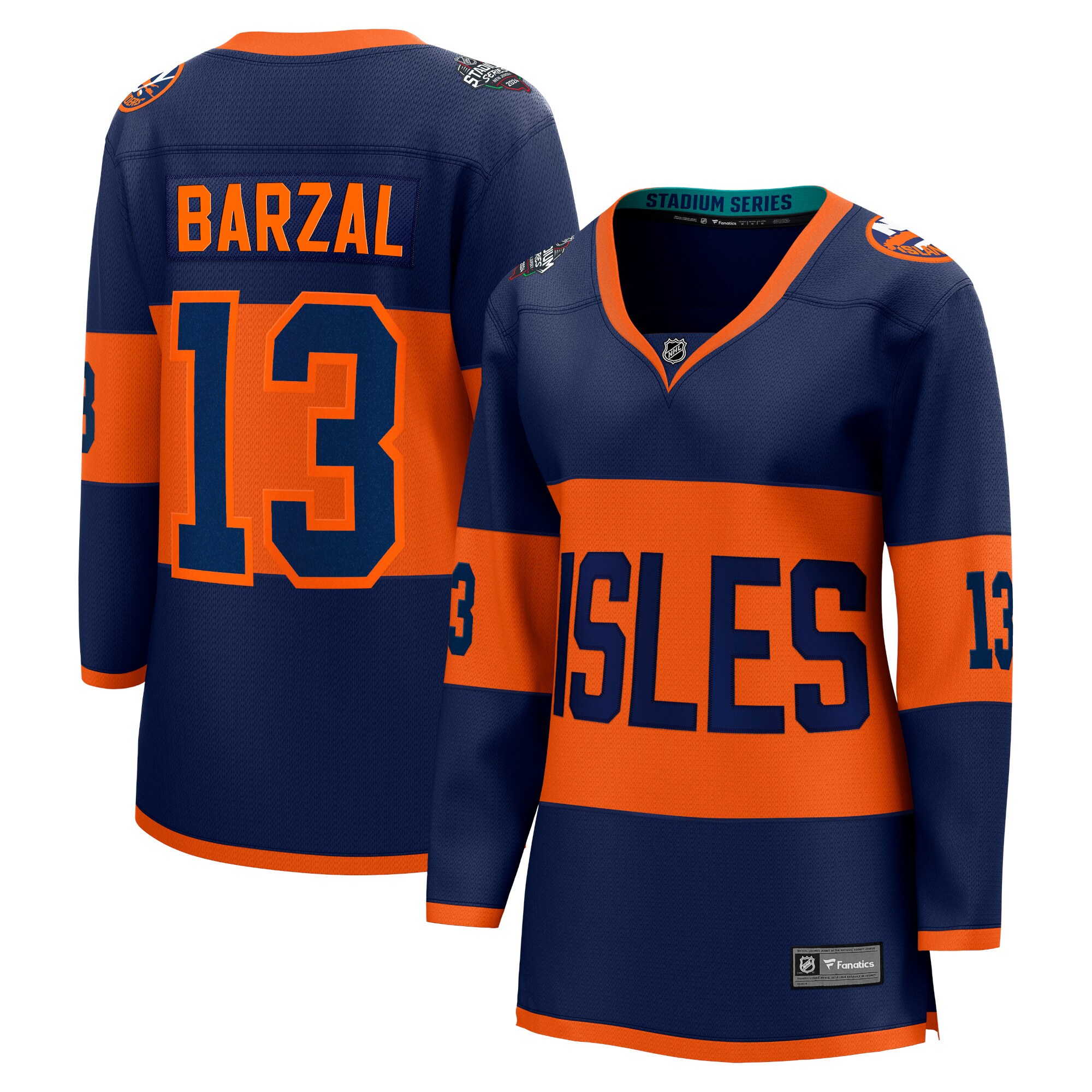 New York Islanders Mathew Barzal Navy 2024 Stadium Series Breakaway Player NHL Jersey Women's