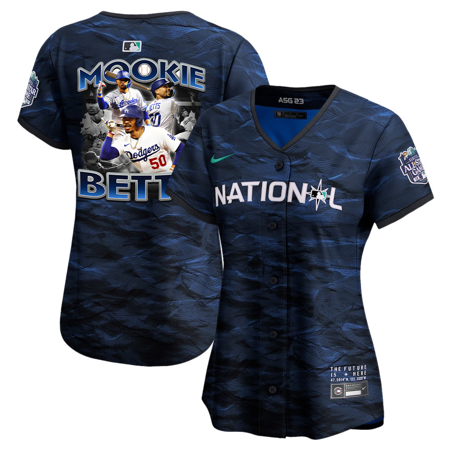 Mookie Betts 50 Los Angeles Dodgers Posture 2023 All Star Game Limited Player Royal MLB Jersey Women's