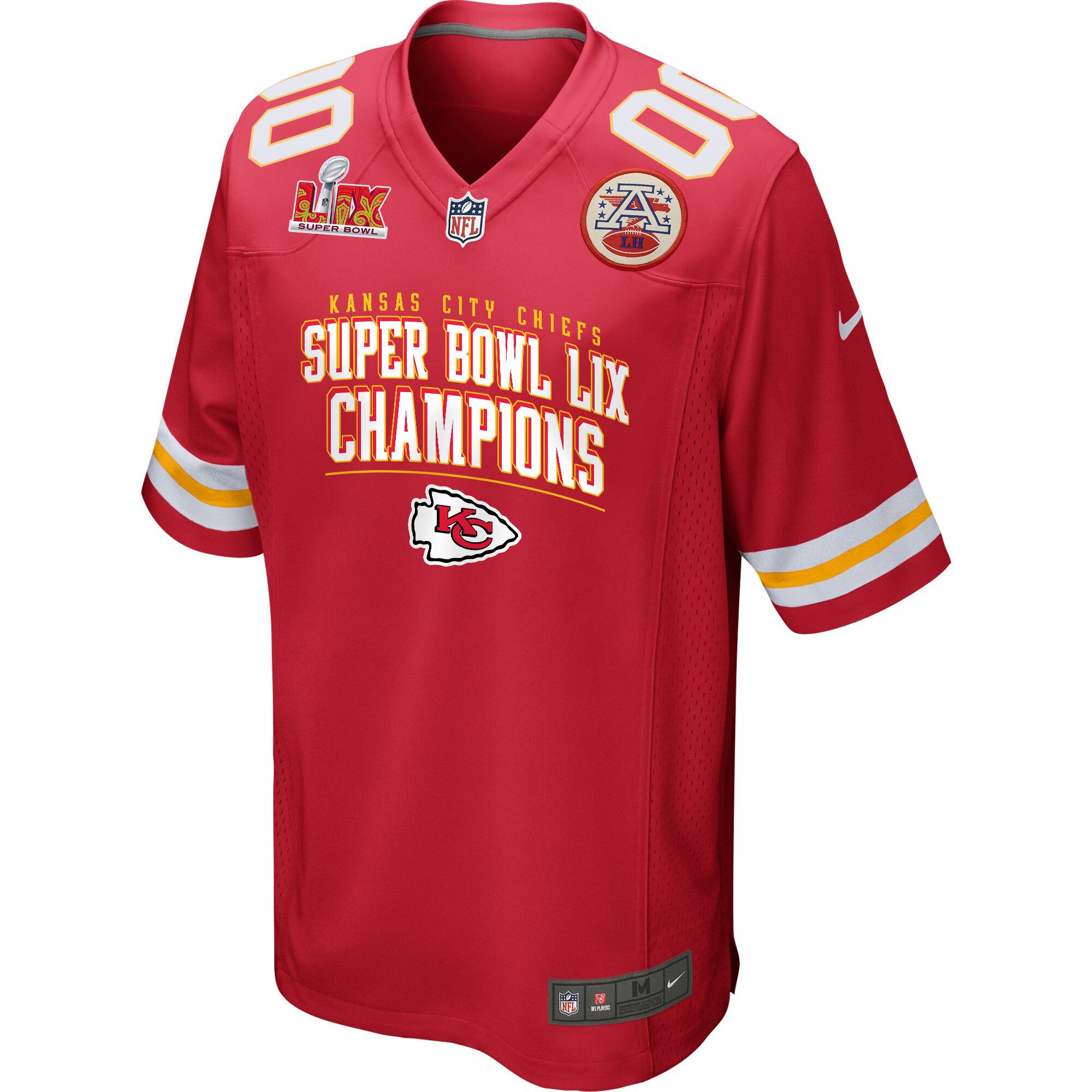 Kansas City Chiefs Super Bowl LIX Champions V2 Game Custom Red NFL Jersey Men's